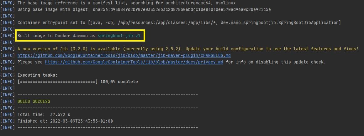 mvn command to push image locally