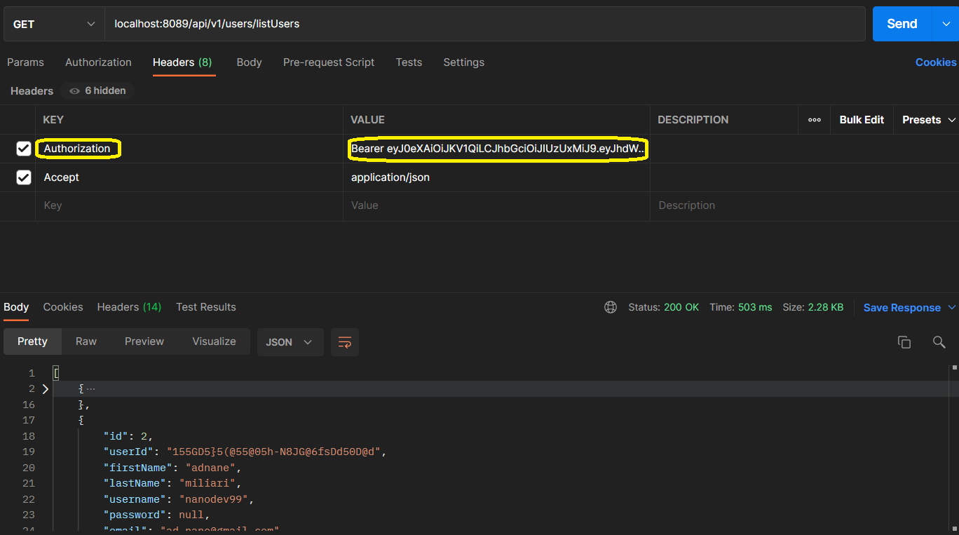 list of Users endpoint